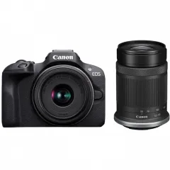 Aparat Foto Mirrorless Canon EOS R100 Black & RF-S 18-45mm & RF-S 55-210mm KIT, Negru