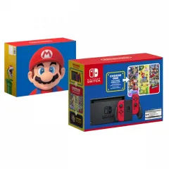 Портативная игровая консоль Nintendo Switch, Черный | Красный, Mario Choose One Bundle