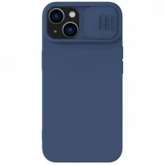 Чехол Nillkin iPhone 15, CamShield Silky Silicone, Темно-синий