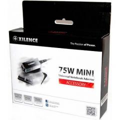 XILENCE XP-LP75.XM008, 75W Mini, Universal Notebook Power Adapter, 11 (+LENOVO) different tips, LED display (shows the actual output voltage), Input Voltage: AC 100-240V, Output Voltage: 15-20V, high efficiency over 87%, Black