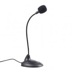 Gembird MIC-205 Desktop microphone with flexible gooseneck and practical on/off switch, Frequency: 50 Hz - 16 kHz, Sensitivity: - 54 +/- 3 db,  Voltage: 4.5 V, 3.5 mm audio plug, cable length 2 m, weight: 65 g, Black