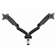 Arm for 2 monitors 13"-27" - Gembird MA-DA2-01, Steel (1.35 mm), Gas spring 2-7kg, VESA 75/100, arm rotates, extends and retracts, tilts to change reading angles, and allows to rotate display from landscape-to-portrait mode