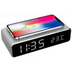 Gembird GMB DAC-WPC-01-S Digital alarm Clock with Wireless charging function, Silver