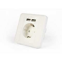 Gembird AC wall socket with 2 port USB charger, 2.4A, USB charger: 2 ports, 5 V DC up to 2.4 A / 12 W (total), AC rating: up to 250 V, up to 16 A