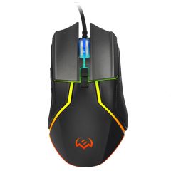 SVEN RX-G960 Gaming, Optical Mouse, 500-6400 dpi, 7+1 buttons (scroll wheel),  DPI switching modes, Two navigation buttons (Forward and Back), RGB backlight, Soft Touch coating, USB, Black