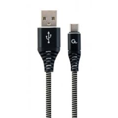 Cable USB2.0/Type-C Premium cotton braided - 2m - Cablexpert CC-USB2B-AMCM-2M-BW,