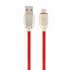 Cable USB2.0/Micro-USB Premium Rubber - 2m - Cablexpert CC-USB2R-AMmBM-2M-R, Red, USB 2.0 A-plug to Micro-USB plug, blister
