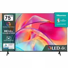 75" QLED SMART Телевизор Hisense 75E7KQ, 3840x2160 4K UHD, VIDAA U6.0, Чёрный