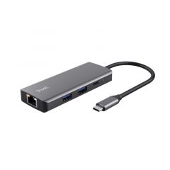 Многопортовый Адаптер Trust Dalyx/ USB-C/ 2xUSB-A/ 2xUSB-C/ HDMI/ RJ45/ SD