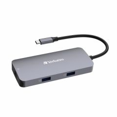Многопортовый Адаптер Verbatim CMH-05/ USB-C/ 2xUSB-A/ 1xUSB-C (PD 100w)/ HDMI/ RJ45