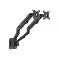 Monitor wall mount arm for 2 monitors up to 17-27”  Gembird MA-WA2-01, Adjustable wall 2 display mounting arm (rotate, tilt, swivel),  VESA 75/100, up to 7 kg, black