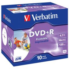 Verbatim DataLifePlus DVD+R AZO 4.7GB 16X WIDE PRINTABLE SURFACE - Jewel Case 10pcs.