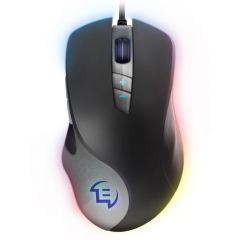 SVEN RX-G970 Gaming, Optical Mouse, 600-4000 dpi, 6+1 buttons (scroll wheel),  DPI switching modes, Two navigation buttons (Forward and Back), RGB backlight, Soft Touch coating, USB, 1.8m, Black