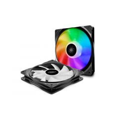 140mm Case Fan - DEEPCOOL "CF 140-2 IN 1"  2x  A-RGB LED 140x140x26mm, 500-1200rpm, <19.8~24dBa, 64.13CFM, Hydro Bearing, 4Pin, PWM, 12V RGB 4-pin port