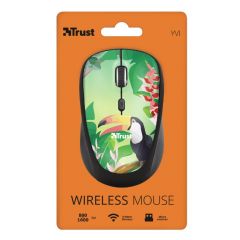Trust Yvi Toucan Wireless Mouse, 8m 2.4GHz, Micro receiver, 800-1600 dpi, 4 button, Rubber sides for comfort and grip, USB