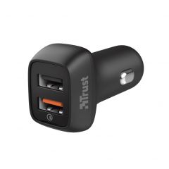 USB Car Charger - Trust Qmax 30W Ultra-Fast Dual USB Car Charger with