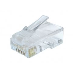 RJ45 Modular Plug LC-8P8C-002/100, Modular plug 8P8C for solid CAT6 LAN cable, 30u” gold plated, 100 pcs/bag
