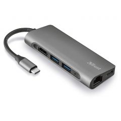 Многопортовый Адаптер Trust Dalyx/ USB-C/ 1xUSB-C/ 2xUSB-A/ HDMI/ RJ45/ SD/ microSD