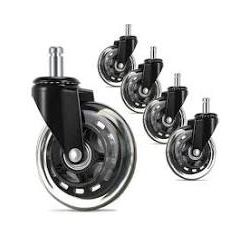 OFFICE CHAIR WHEEL Polyurethane, d.65mm, universal, 5pcs/set, bulk package, Black