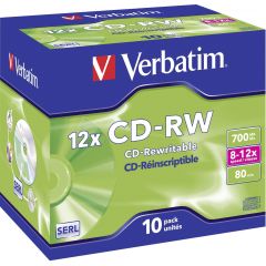 Verbatim DataLifePlus CD-RW SERL 700MB 12X SCRATCH RESISTANT SURFACE  - Jewel Case 10pcs.