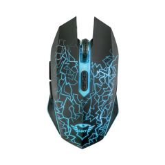 Trust Gaming Mouse GXT 107 Izza Wireless, Micro receiver, 800-2400 dpi, 6 buttons and unique LED light design, Rubberized top cover for a firm grip, Black
