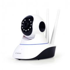 Gembird Rotating FullHD WiFi camera, 1080p indoor WiFi IP-camera with built-in microphone, speaker, LAN port, microSD slot, Rotates up to 355° horizontally and 120° vertically, Motion detection and alarm alerts, lFree apps for Android and iOS, White