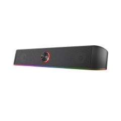 Trust Gaming GXT 619 Thorne RGB Illuminated Soundbar, 2.0 Stereo speakers with 12W of peak power provide a solid gaming experience, Black