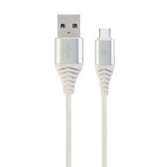 Cable USB2.0/Type-C Premium cotton braided - 1m - Cablexpert CC-USB2B-AMCM-1M-BW2,