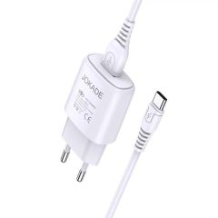 Jokade Настенное зарядное устройство с кабелем USB Type-C однопортовое 3A 3A Kaer, белый