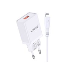 Jokade Настенное зарядное устройство с кабелем USB - Lightning однопортовое 3A 3A Kaer, белый