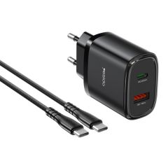 Настенное зарядное устройство Yesido 20W 1*USB-A+1*Type-C с кабелем Type-C - Type-C 20W YC50, черный