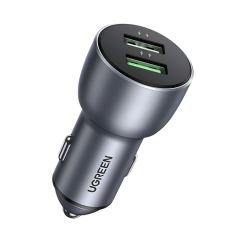 UGREEN Автомобильное зарядное устройство 2*USB-A алюминий 3A 3A 36W, серый