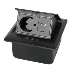 Многофункциональная настольная розетка, вилка ЕС, 1 розетка, 1 USB, 1 Type-C, черный