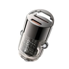 Yesido Автомобильное зарядное устройство двухпортовое 1*USB-A+1*Type-C 30 Вт 2,4 А, черный