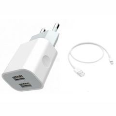 Jokade Настенное зарядное устройство с кабелем USB к Lightning Single Dual USB к Lightning Single Dual 5A Yiyue, белый