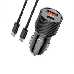 Автомобильное зарядное устройство Ksiga с кабелем Type-C - Lightning 38W KSC-678 Ruilian, черный