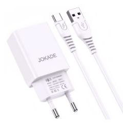Jokade Зарядное устройство Liangzi Series 2*USB-A с кабелем USB-A - Type-C 1 м, белый