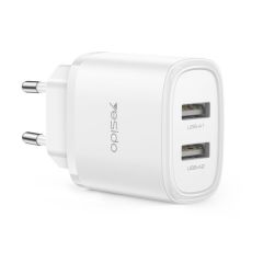 Настенное зарядное устройство Yesido 2*USB-A 24W Max YC72, белый