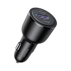 UGREEN Автомобильное зарядное устройство 2*Type-C + 1*USB-A алюминий 3A 3A 69W, серый