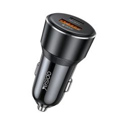 Yesido Автомобильное зарядное устройство двухпортовое 1*USB-A+1*Type-C 50W 2.4A, черный