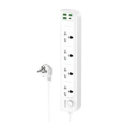 Yesido Розетка 2M, 4 порта, USB-C Max 15W, USB-A Max 12W, USB-C +USB-A = Max 15W MC20, белый