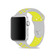 Спортивный ремешок для Apple Watch из силикагеля 42/44/45 мм M/L серо-желтый