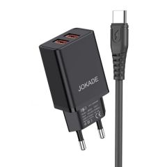 Настенное зарядное устройство Jokade с кабелем USB Type-C Dual Port 5A 5A Yiyue, черный