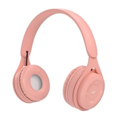 Накладные наушники Helmet с MIC Bluetooth Macaron HiFi, розовые (поврежденная коробка)