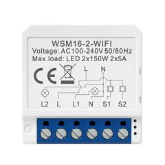 Avatto Smart Light Switch 2 Gang 250W 10A Wi-Fi (нейтральный провод)