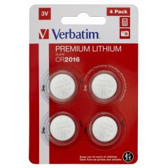 Verbatim Lithium Battery CR2016 3V 4pcs, Blister pack