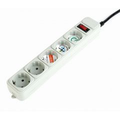 Gembird Surge Protector SPG3-B-15C, 5 Sockets, 4.5m, up to 250V AC, 16 A, safety class IP20, Grey