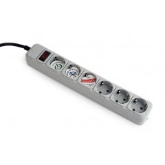 Gembird Surge Protector SPG6-B-6C, 6 Sockets, 1.8m, up to 250V AC, 16 A, safety class IP20, Grey