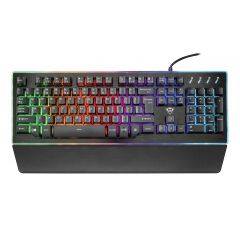 Trust Gaming GXT 860 THURA Semi-mechanical LED keyboard with 9 rainbow wave color modes and gaming mode function, US, 1.7m, USB, Black