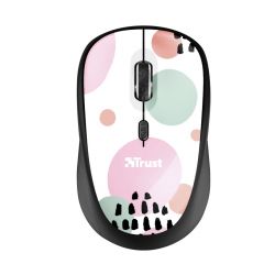 Trust Yvi Wireless Mouse - Pink, 8m 2.4GHz, Micro receiver, 800-1600 dpi, 4 button, Rubber sides for comfort and grip, USB